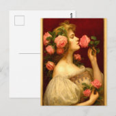 Carte Postale Woman Smelling A Rose Retro Victorian Era (Devant / Derrière)