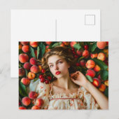 Carte Postale Woman with peaches and cherries (Devant / Derrière)