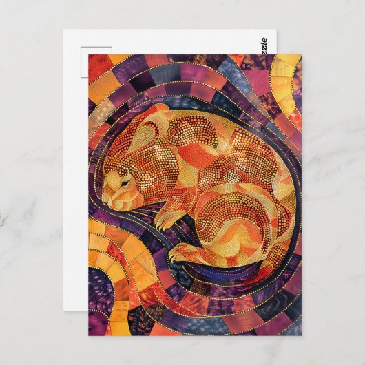 Carte Postale Wombat en style Art numérique aborigène (Devant / Derrière)