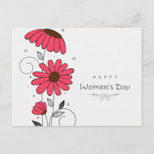 Carte Postale Women’s day and drawn of pink flowes with circles