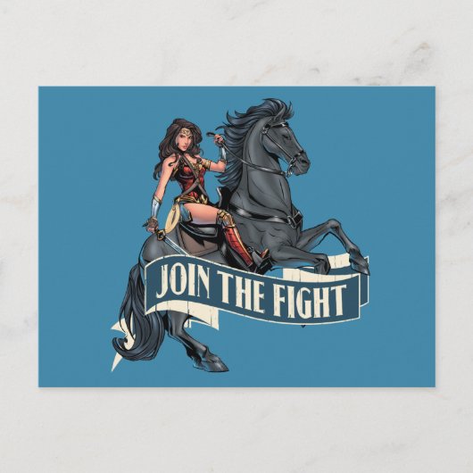 Carte Postale Wonder Woman à cheval dans l'art de la bande dessi (Devant)