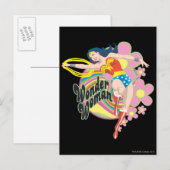 Carte Postale Wonder Woman Flowers rétro (Devant / Derrière)