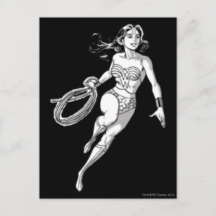 Carte Postale Wonder Woman Lasso noir & blanc