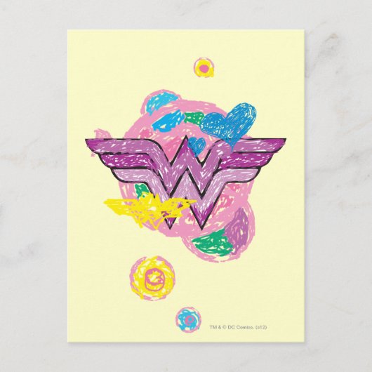 Carte Postale Wonder Woman Scribbles colorés (Devant)