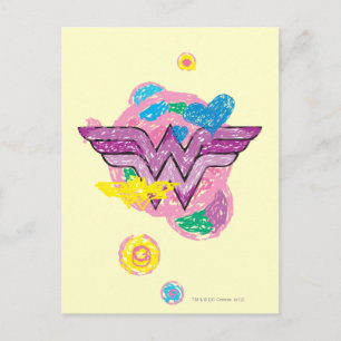Carte Postale Wonder Woman Scribbles colorés
