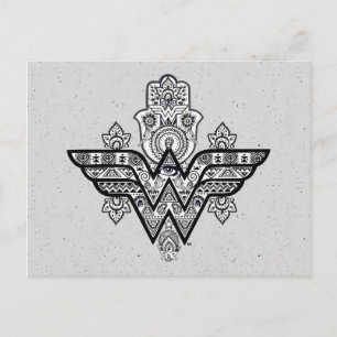 Carte Postale Wonder Woman Spirituel Paisley Hamsa Logo