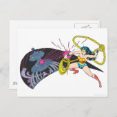 Carte Postale Wonder Woman vs Robot (Devant / Derrière)