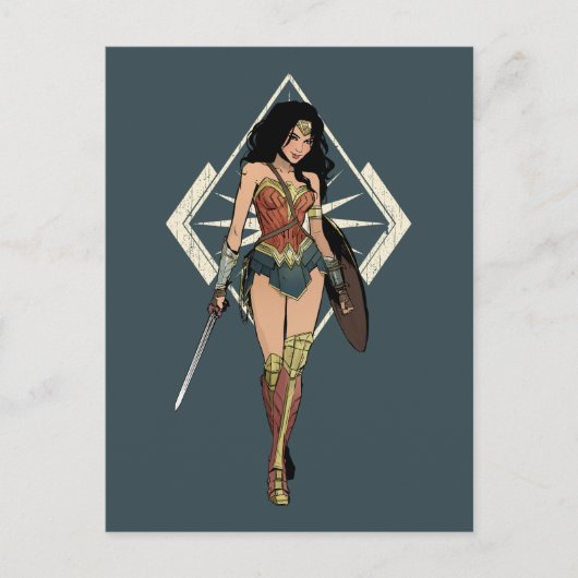 Carte Postale Wonder Woman With Sword Comic Art (Devant)