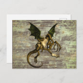 Carte Postale Wonderland Jabberwocky sur le bois en détresse (Devant / Derrière)