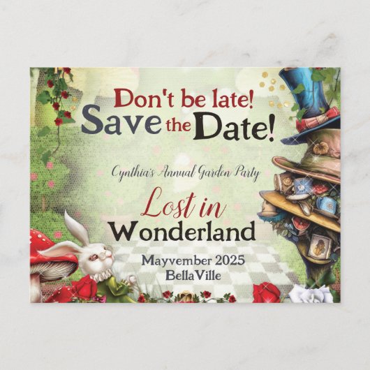 Carte postale Wonderland Save the Date (Devant)