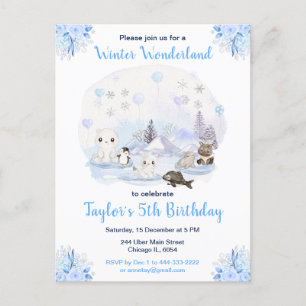 Carte Postale Wonderland Winter Animaux arctiques Anniversaire