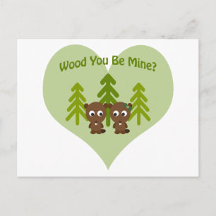 Carte Postale Wood You Be Mine Beaver Love