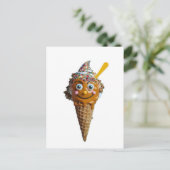 Carte Postale Wooden wall painting with ice cream design. (Debout devant)