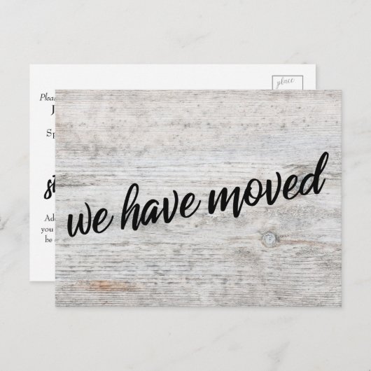 Carte Postale Woodgrain Nous avons déménagé Changement d'adresse (Devant / Derrière)