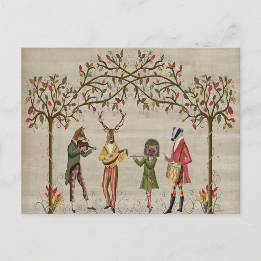 Carte Postale Woodland Animaux Minstrel Group (Devant)