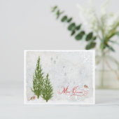 Carte postale Woodland First Snow Christmas (Debout devant)