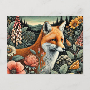 Carte postale Woodland Fox   L'art animal de la fo