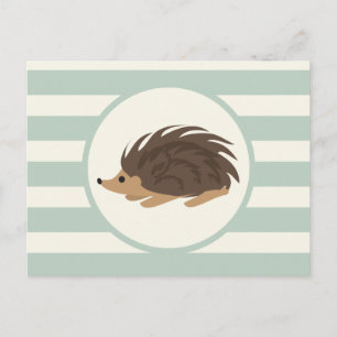 Carte Postale Woodland Porcupine, Hedgehog; Light Sage Green