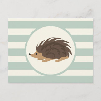 Carte Postale Woodland Porcupine, Hedgehog; Light Sage Green