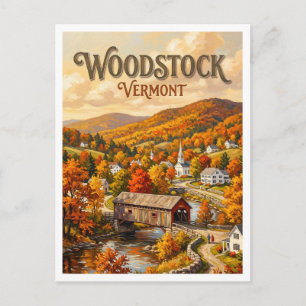 Carte Postale Woodstock Autumn Village Vermont