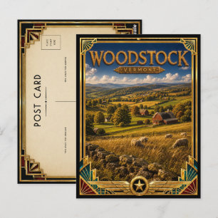 Carte Postale Woodstock Vermont Art Déco Vintage Âge d'Or