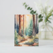 Carte Postale Woodsy de la forêt à l'aquarelle (Debout devant)