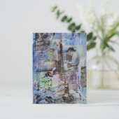 Carte Postale Woodworking Retro Men on a Blue Background (Debout devant)