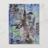 Carte Postale Woodworking Retro Men on a Blue Background (Devant)