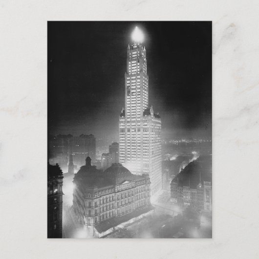Carte Postale Woolworth Building à la nuit, 1920 (Devant)