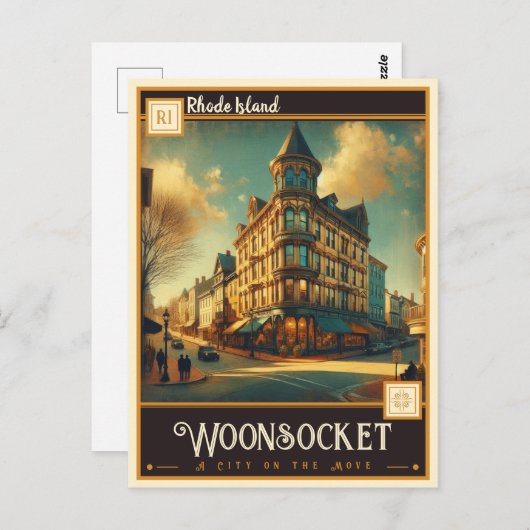 Carte Postale Woonsocket, Rhode Island | VINTAGE (Devant / Derrière)