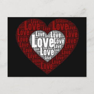 Carte Postale Word Art : L'amour dans un double coeur