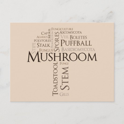 Carte Postale Word Mushroom (Texte Brown) (Devant)