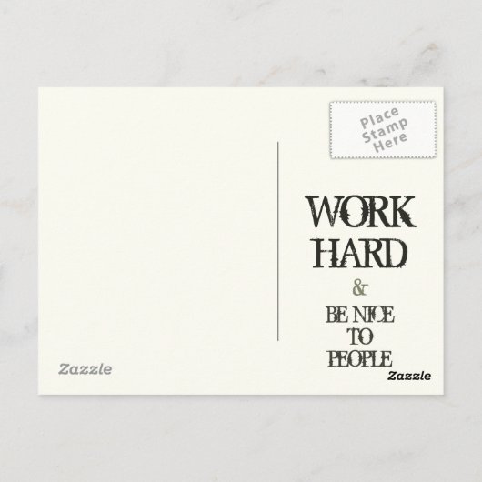 Carte Postale Work Hard and Be nice to People Motivation (Dos)