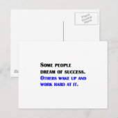 Carte Postale Work Hard At Success (Devant / Derrière)
