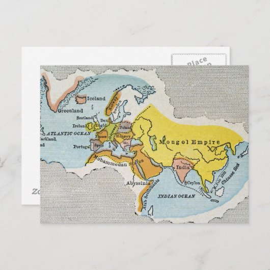 Carte Postale WORLD MAP, c1300. (Devant / Derrière)