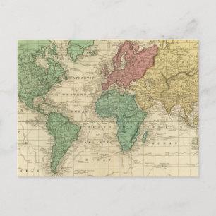 Carte Postale World on Mercators Projection