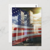 Carte Postale World Trade Center avec drapeau (Devant / Derrière)
