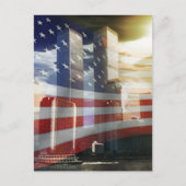 Carte Postale World Trade Center avec drapeau (Devant)