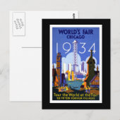 Carte Postale "World's Fair, Chicago 1934" Vintage (Devant / Derrière)