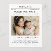 Carte Postale Worth the Wait, Faire-part de naissance de journal (Devant)