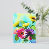 Carte Postale Wow Factor. Vase et fleurs. Couleurs vives (Debout devant)