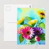 Carte Postale Wow Factor. Vase et fleurs. Couleurs vives (Devant / Derrière)