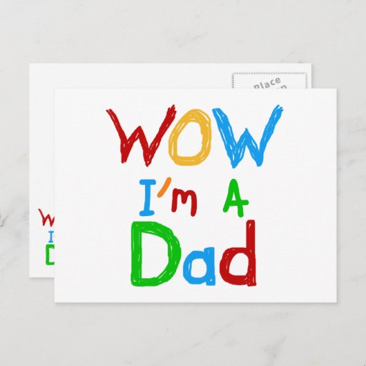 Carte Postale WOW Je suis un t-shirt papa et des GIfts (Devant / Derrière)