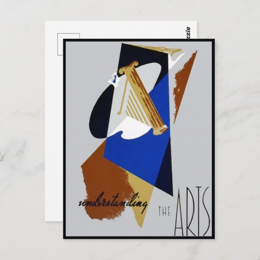 Carte Postale WPA vintage Présentation Abstraite des arts (Devant / Derrière)