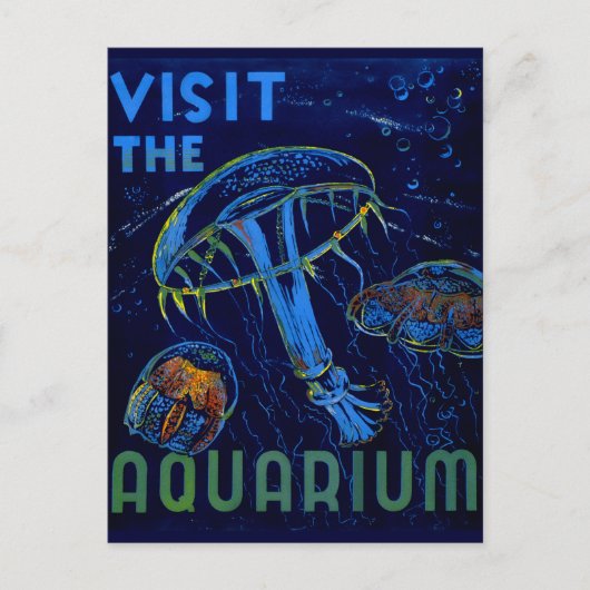 Carte Postale WPA vintage Visiter L'Affiche Aquarium (Devant)