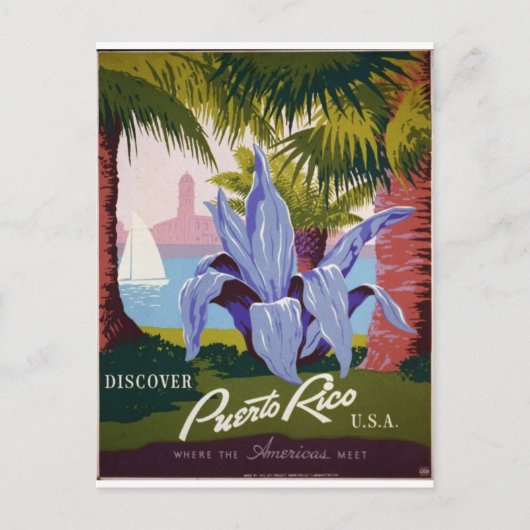 Carte Postale WPA - Visiter Porto Rico (Devant)