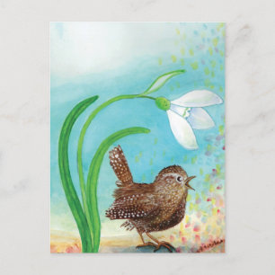 Carte Postale Wren Bird chante à l'aube Au printemps