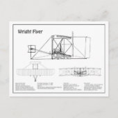 Carte Postale Wright Flyer- Plan de dessin de blueprint d'avion (Devant)