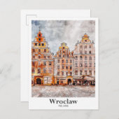 Carte Postale Wroclaw Pologne Art Voyage Aquarelle main tirée (Devant / Derrière)