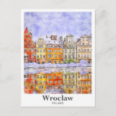 Carte Postale Wroclaw Pologne Voyage Aquarelle Croquis main dess (Devant)